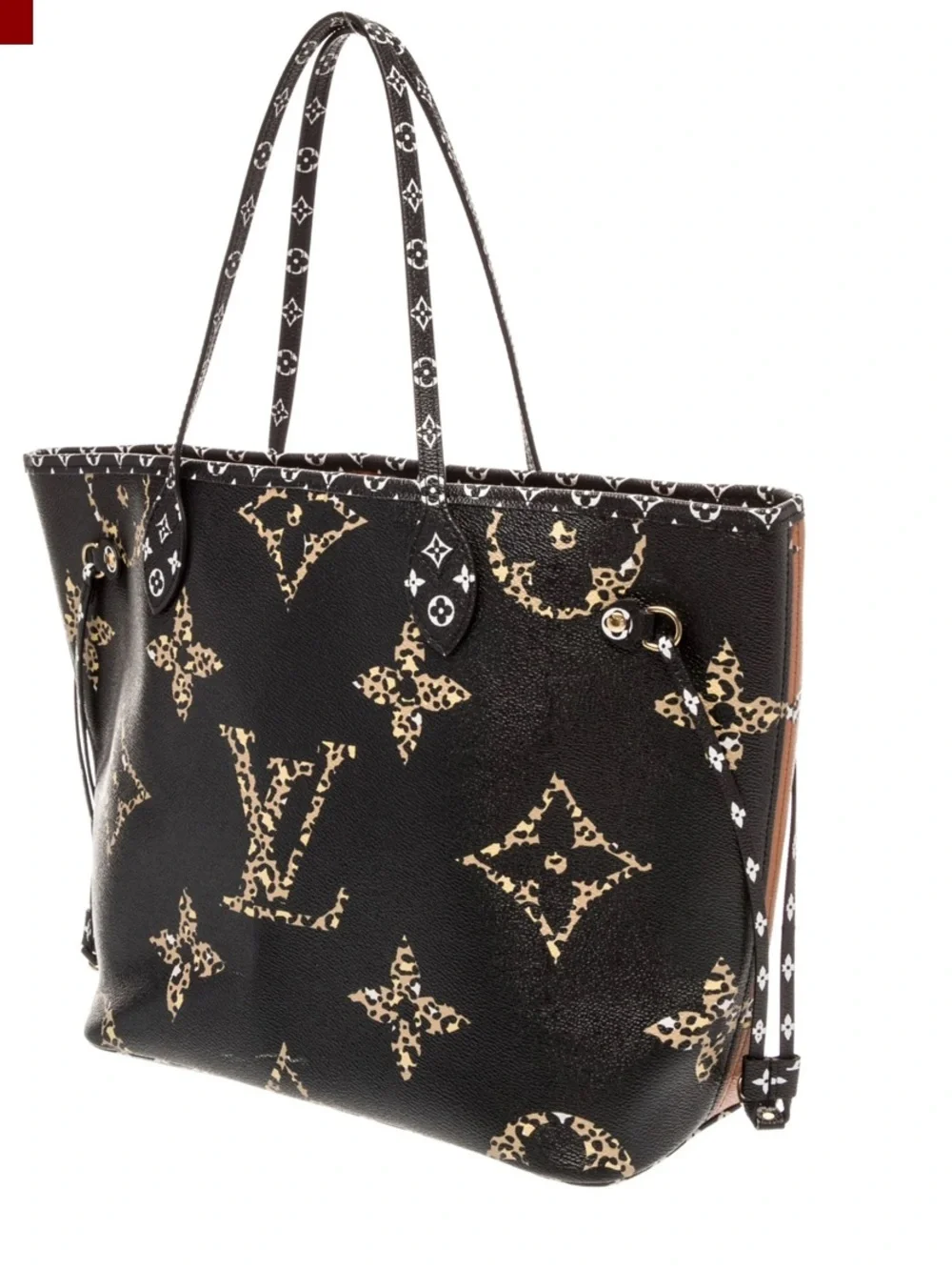 Louis Vuitton Black and Gold Leopard Monogram Neverfull Shoulder Tote